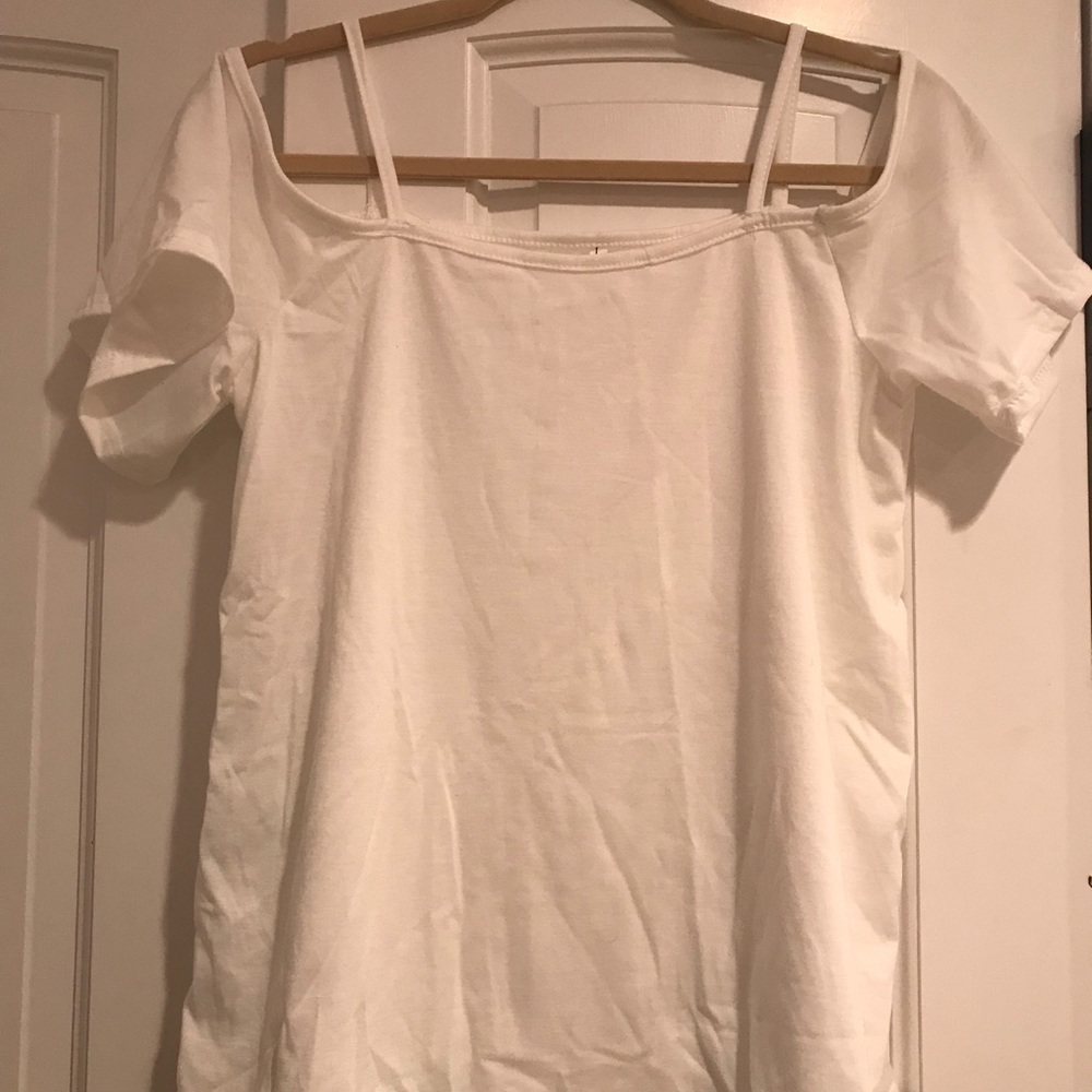 White off the shoulder tee